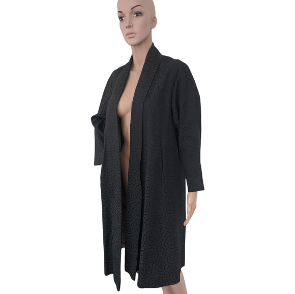 Black Open Front Coat Vintage Swing Jacket 50s Midcentury M - Picture 6 of 10